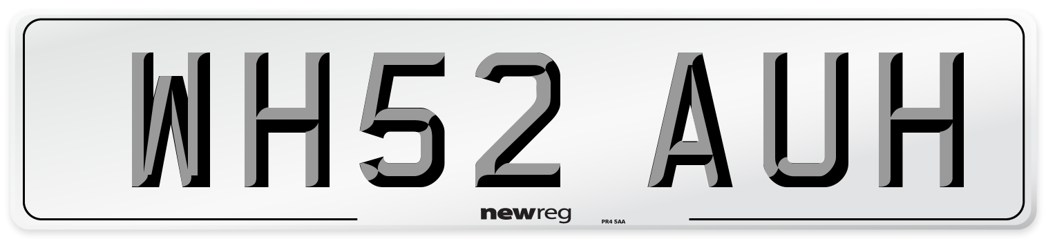 WH52 AUH Number Plate from New Reg